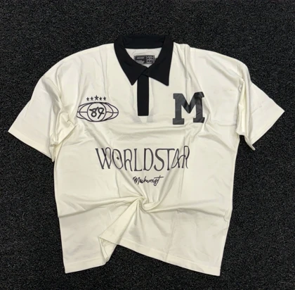 تیشرت باکسی یقه دار سفید