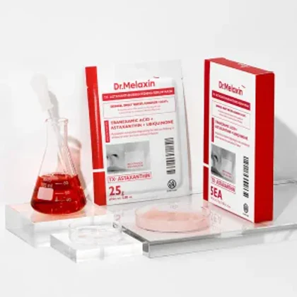 ماسک ورقه‌ای روشن‌کننده و ضدچروک آستاگزانتین دکتر ملاکسین Dr.Melaxin Astaxanthin Whitening Ampoule Mask Pack