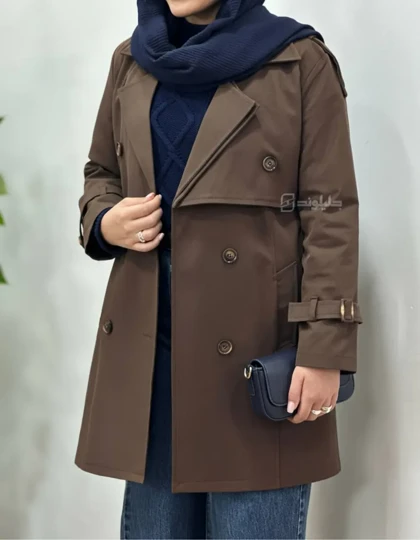 ترنچ کت زنانه ضد آب بادوم