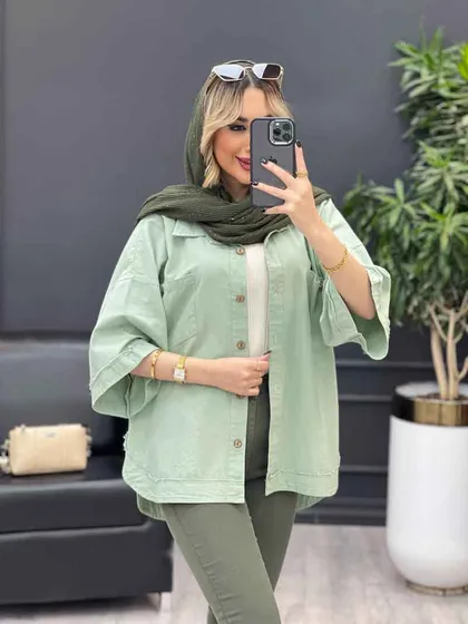 مانتو لینن جیب دکمه