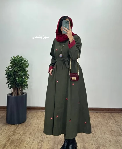 پیراهن مانتویی گلدوزی بهین