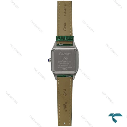 ساعت زنانه کارتیه سانتوس دومونت دو رنگ رزگلد بند چرم سبز Cartier-7302-L