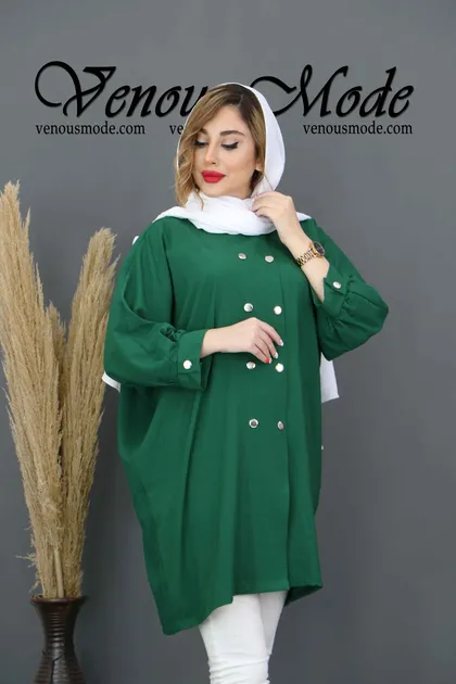 مانتو پانچ یقه دو دکمه