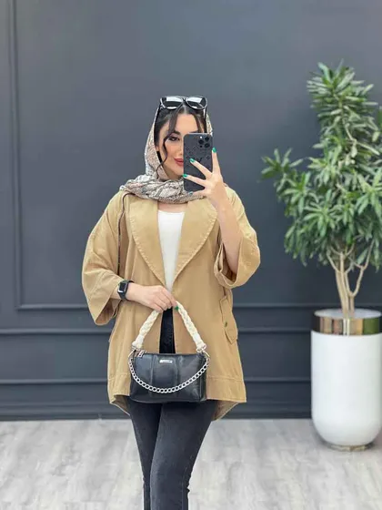 مانتو جلو زیپ آستین پاگن