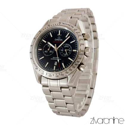 ساعت امگا اسپیدمستر مردانه سه موتوره نقره ای صفحه مشکی 105369
