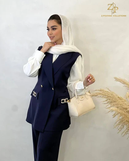 ست وست و شلوار زنانه کرپ مجلسی ماهلی