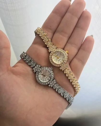 ساعت مچی زنانه نگین‌دار رنگ ثابت خاص وجذاب