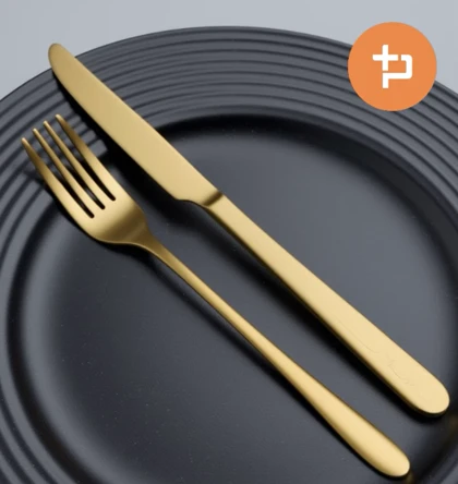 ست کارد و چنگال استیل طلایی یونیک (unique) / a238