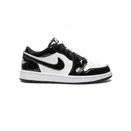 کفش و کتانی جردن 1 سفید مشکی ورنی کد 295032