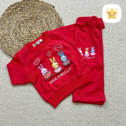 بلوز شلوار دخترانه بگ جوجه خرگوش جنس پنبه برند DENIZ مناسب 9 ماه تا 2 سال