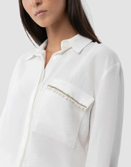 شومیزی تک جیب سر جیب مروارید