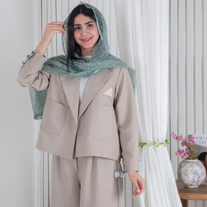 ست مانتو شلوار یقه ساتن MP