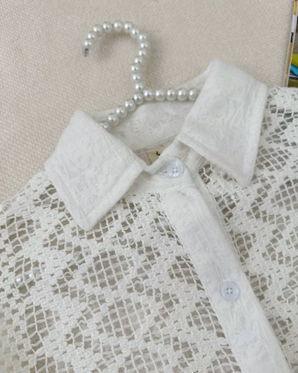 شومیز قلاب بافی جلو دکمه کد 4837