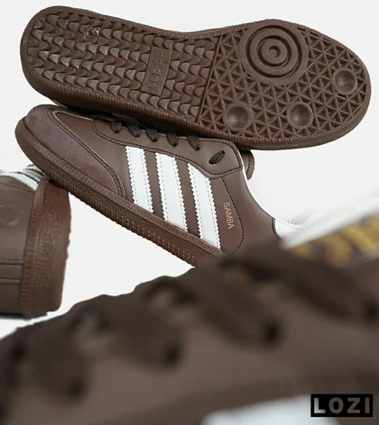کفش کتانی مردانه و زنانه قهوه ای سفید ADIDAS Samba