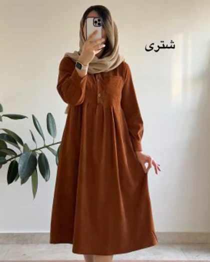 پیراهن مانتویی پاییزه آنیل جیب‌دار