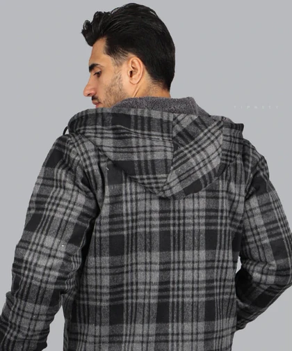 کاپشن مردانه پشمی طرح چهارخانه 7001