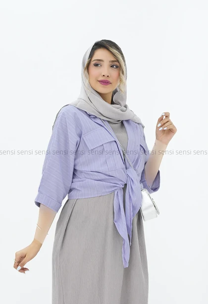 شومیز دوجیب پایین گره