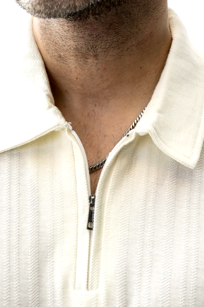 پلوشرت آستین کوتاه نیم زیپ مردانه