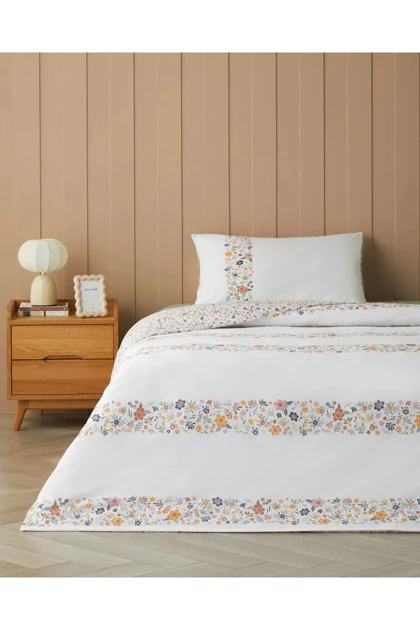سرویس روتختی یک نفره English Home مدل Bloomy Lines پنبه - زرد