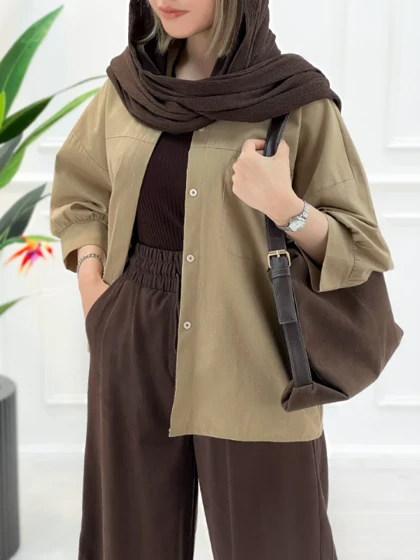 شومیز مانتویی لینن ژاله