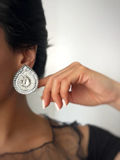 گوشواره جواهری دست ساز اشکی