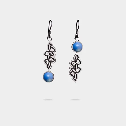 گوشواره نقره واو و سنگ اوپال