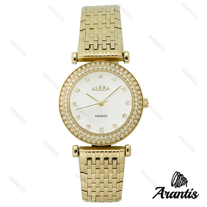 ساعت الکسا Premier 0105 زنانه طلایی دورنگین w-10108