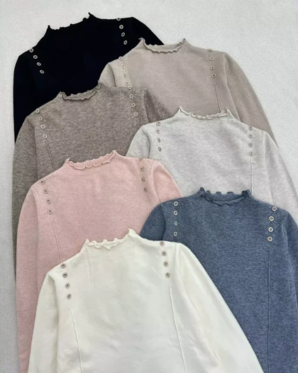 پلیور بافت سرشانه دکمه کد 5477