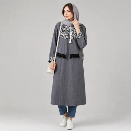 مانتو زنانه کت و سارافون ترمه کد 268