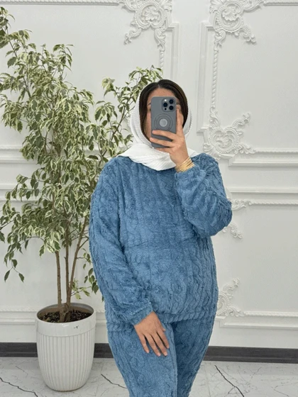 ست بلوز شلوار تدی برجسته 6827