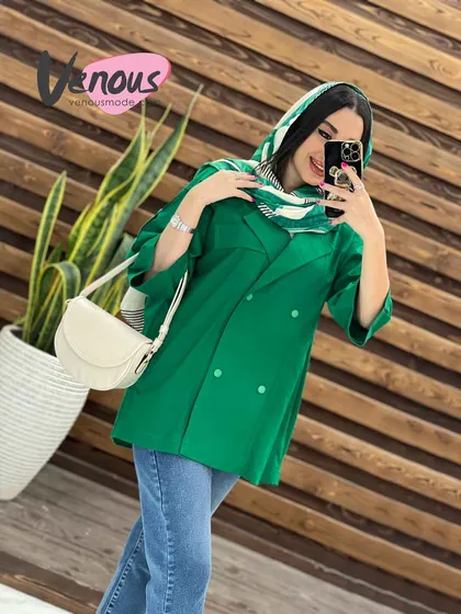 مانتو لینن کتی آستین دکمه