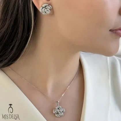 نیم ست جواهر طرح گل