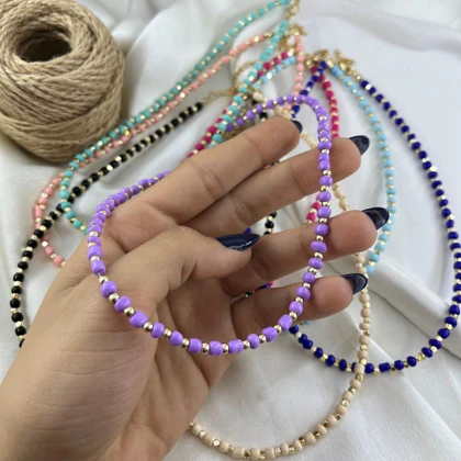 گردنبند زنانه مهره‌ای مدل رنگین تابستانی