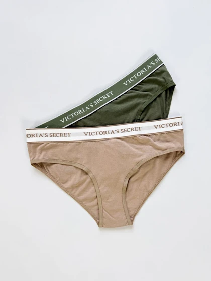 شورت اسلیپ زنانه نخ پنبه کمر کش ساده بسته 2 عددی ویکتوریا سکرت Victoria's Secret