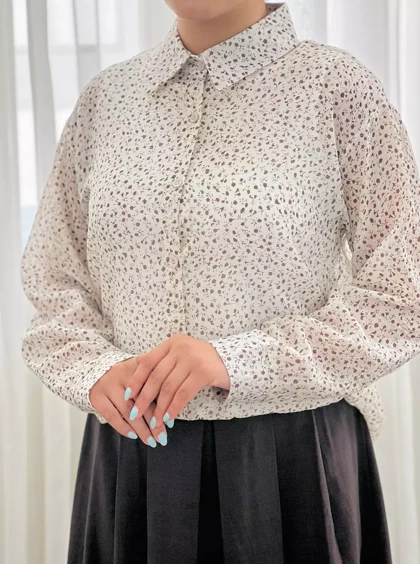 شومیز شیشه ای بهمراه تاپ متصل کد 5698