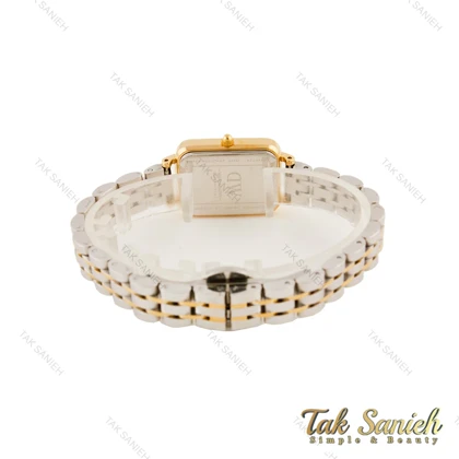 ساعت DW زنانه مستطیلی دورنگ طلایی ایندکس یونانی DW-5628-L