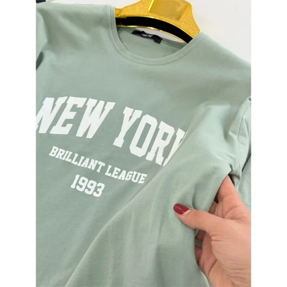 کراپ تیشرت نخ پنبه وارداتی New york