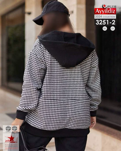 سیوشرت کلاه دار جلو زیپ سایز بزرگ کد 3251