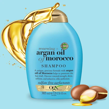 شامپو تقویت کننده و مرطوب‌کننده او جی ایکس, مدل Argan Oil Of Morocco مناسب موهای خشک و آسیب‌دیده حجم 385ml