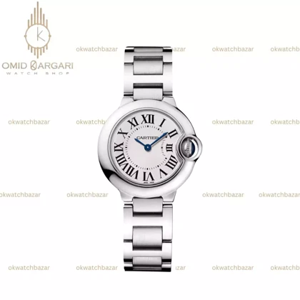 ساعت مچی کارتیه بلن بولو بند سیلور صفحه سفید Cartier Ballon Bleu