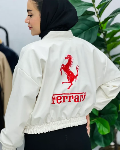 بامبر چرم آستردار گلدوزی مهتا