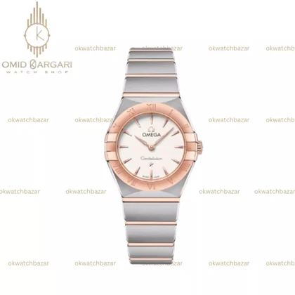 ساعت مچی امگا کانستلیشن بند سیلور رزگلد صفحه سفید Omega Constellation