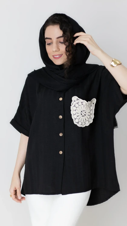 شومیز جیب مکرومه