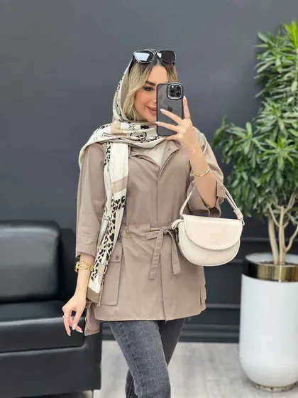 مانتو لینن دکمه مخفی دو جیب