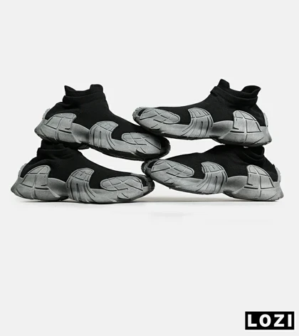 کفش کتانی مردانه مشکی طوسی BALENCIAGA مدل 6939