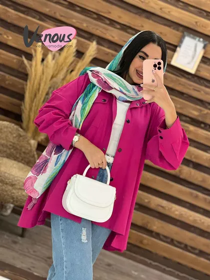 مانتو لینن تک جیب آستین پفی