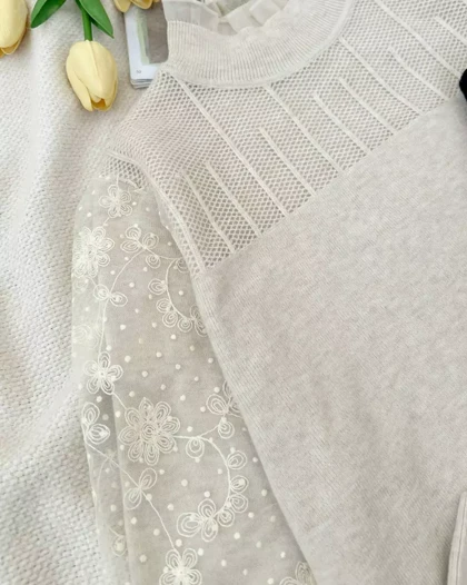 پلیور بافت استین کارشده 2 رنگ کد 5461