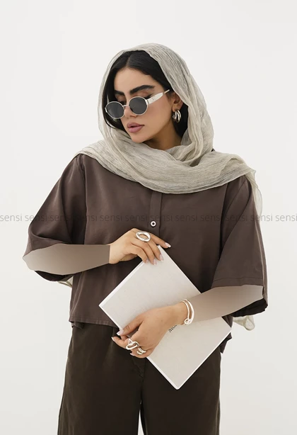 شومیز زنانه باکسی پری پشت پیله کد1005923