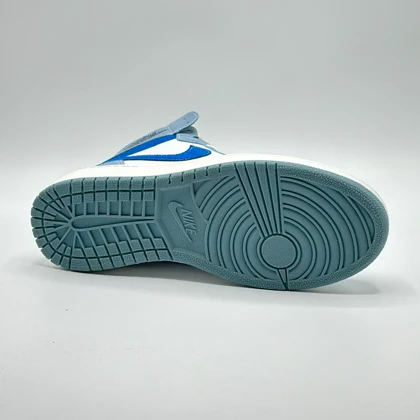 کفش کتانی اسپرت ساق‌دار مردانه رنگ طوسی آبی مدل نایک NIKE Jordan 1 low