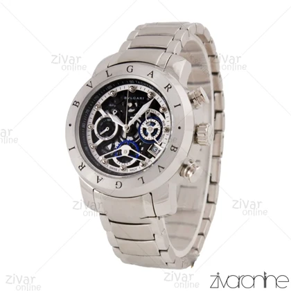 ساعت بولگاری زنانه سه موتوره نقره ای صفحه مشکی 105726